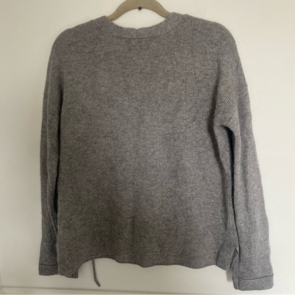 Joie Heather Grey Larken Cashmere + Wool Blend Drawstring Sweater Small - Picture 6 of 7
